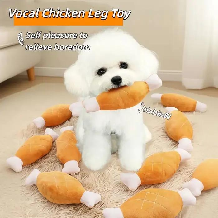 Lot de 3 jouets à mâcher en peluche douce et couineuse en forme de jambe de poulet pour chiens