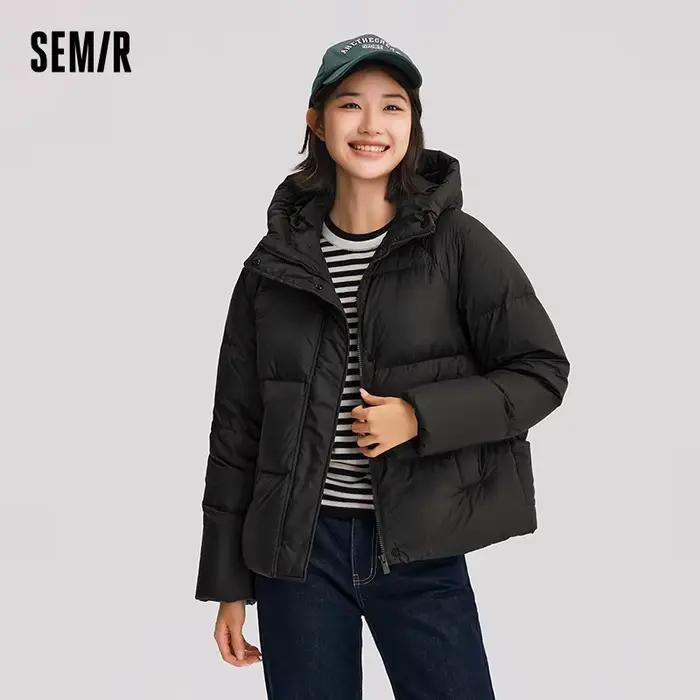 Semir doudoune femmes couleur unie ample polyvalent 2025 hiver nouveau imperméable à l'huile anti-ta
