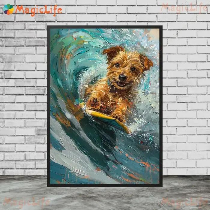 Peinture sur toile de chien de dessin animé pour salon