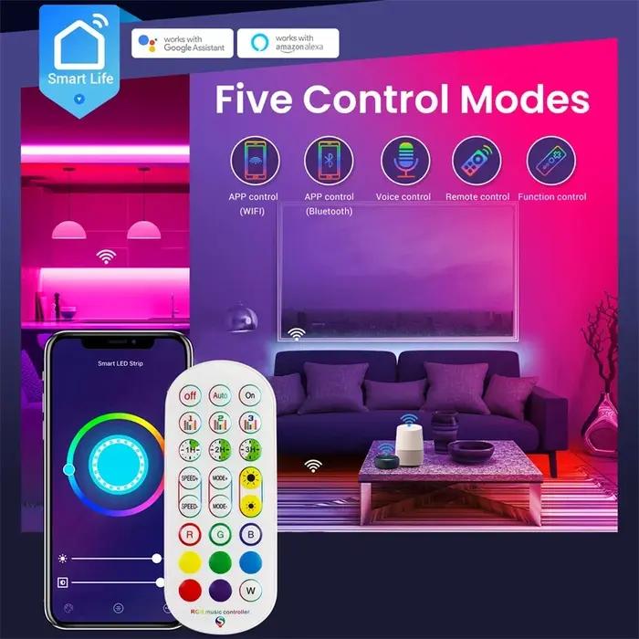 Tuya – contrôleur intelligent pour bande lumineuse Led RGB, avec télécommande DC12V-24VWIFI, contrôl