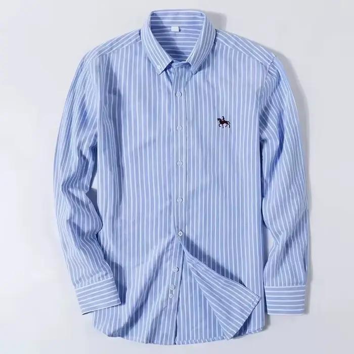 Chemise habillée Oxford basique pour hommes, manches longues, 100% pur coton, solide, décontractée,