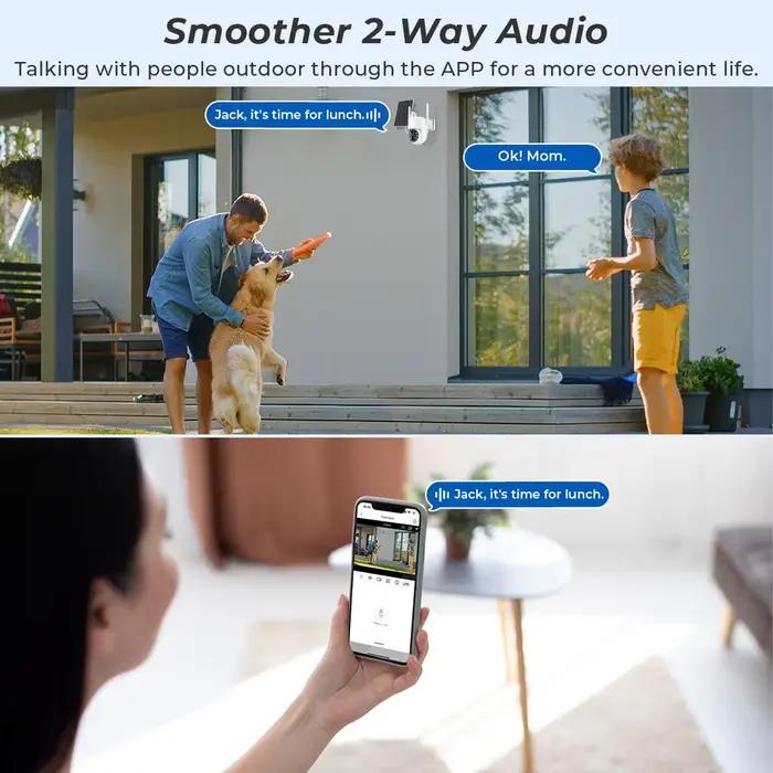 Caméra PTZ WiFi extérieure solaire 4MP batterie intégrée - Surveillance vidéo longue autonomie application iCsee