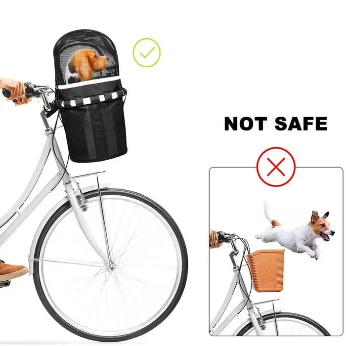 Panier de vélo pour chien avec fenêtre polyester pour animaux de compagnie support de guidon robuste activités de plein air