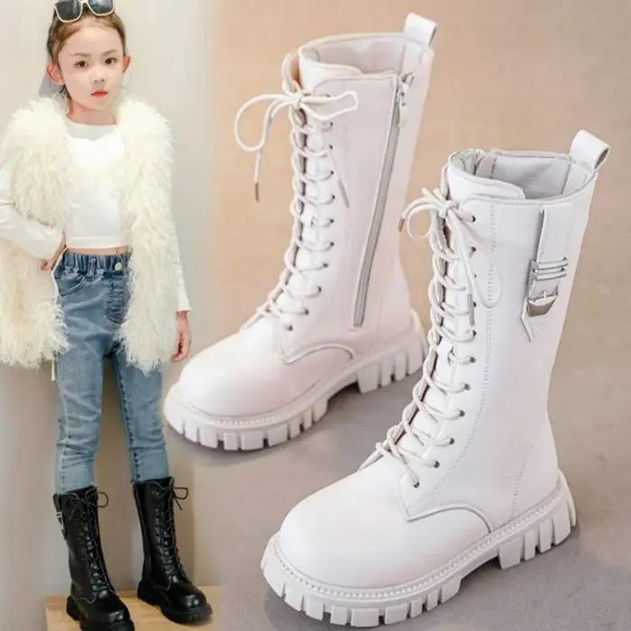 Bottes élégantes à fermeture éclair pour bébé fille, bottes décontractées à la mode, bout rond, seme