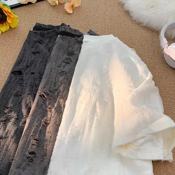 T-shirt à manches courtes pour hommes, trou creux de niche, hip-hop de rue, manches trois-quarts, couple américain Chimadt, haut tendance urbain