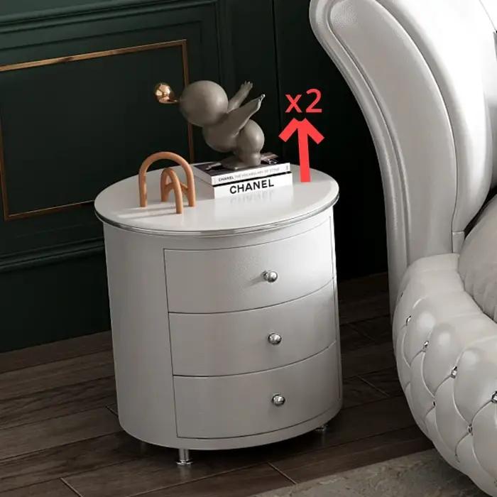 Lit double rond minimaliste en bois pour chambre à coucher, élégant et confortable à offrir pour une nuit paisible et luxueuse