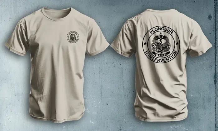 T-shirt à manches courtes décontracté en coton 100% pour les forces spéciales de la gendarmerie française GIGN