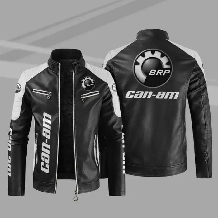 BRP Can-am Logo hommes moto veste en cuir PU QK089 hiver décontracté Vintage pardessus Biker Bomber