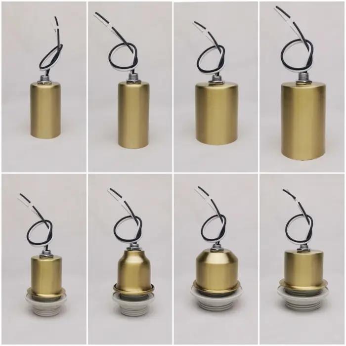 Support de lampe en céramique E27 E14, matériau en laiton, avec douille de lumière en fil, tasse en