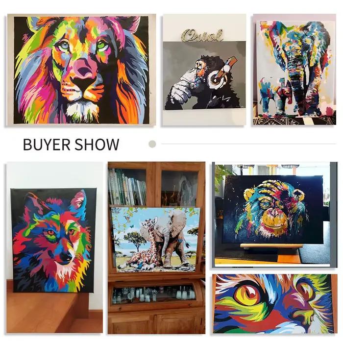 Gatyztoire coloriage par numéros chien animaux bricolage adultes Kits sur toile avec cadre peinture acrylique