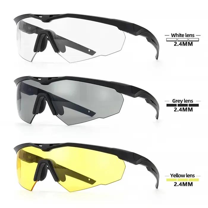 Lunettes Tactiques Militaires CS Airsoft Protection UV Coupe-Vent 3 Lentilles Haute Définition Motocross Alpinisme Occasions Spéciales