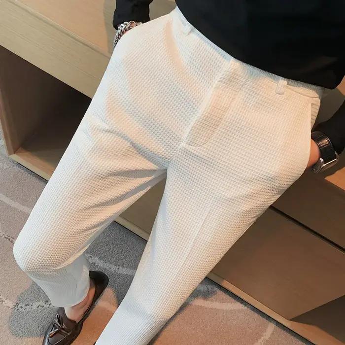 Pantalon formel élégant slim waist stretch business mariage soirée homme 2024