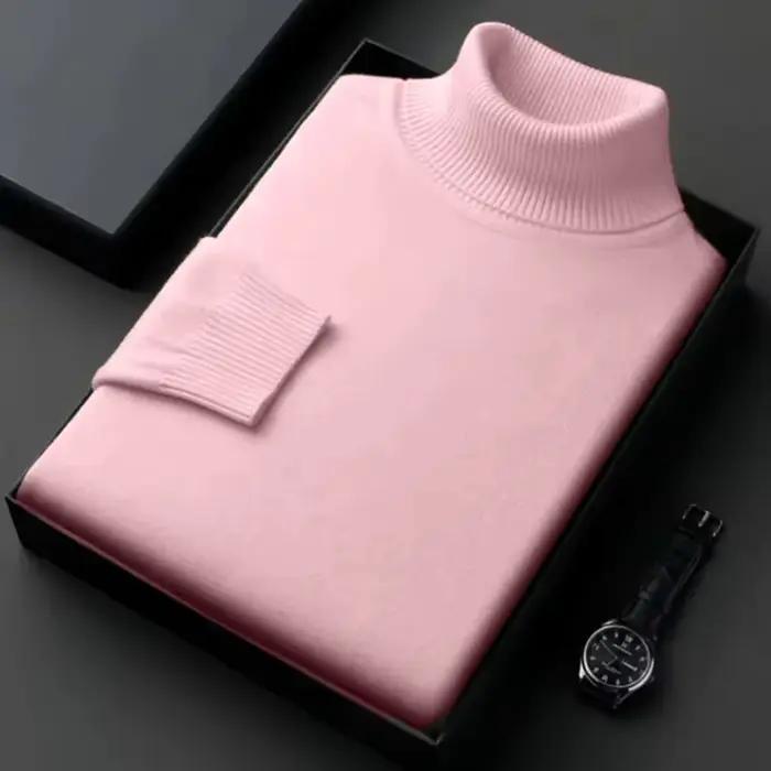 Pull à col roulé anti-boulochage pour hommes, polyester, design décontracté, coupe couverte, pour l'automne et l'hiver, parfait pour les usages quotidiens et cadeau idéal