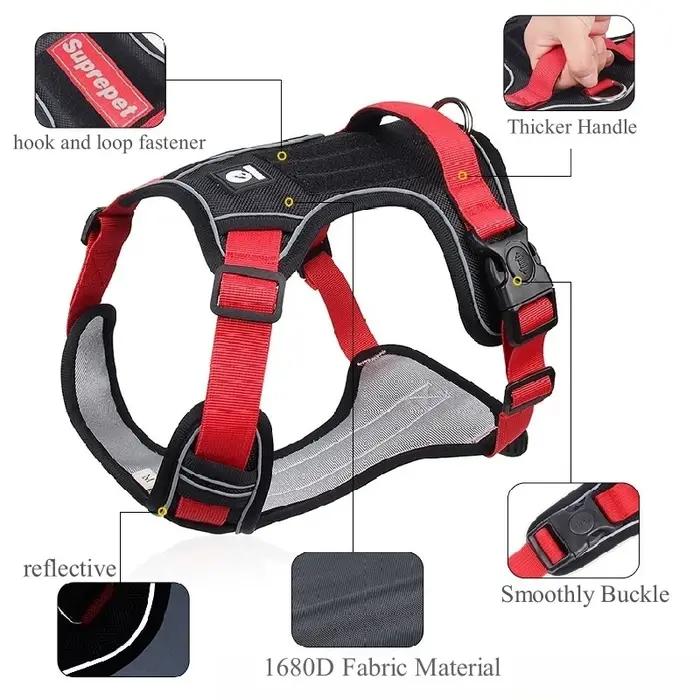 Harnais réfléchissant Oxford 1680D pour chiens de toutes tailles sécurité nuit accessoire animalerie durable élégant