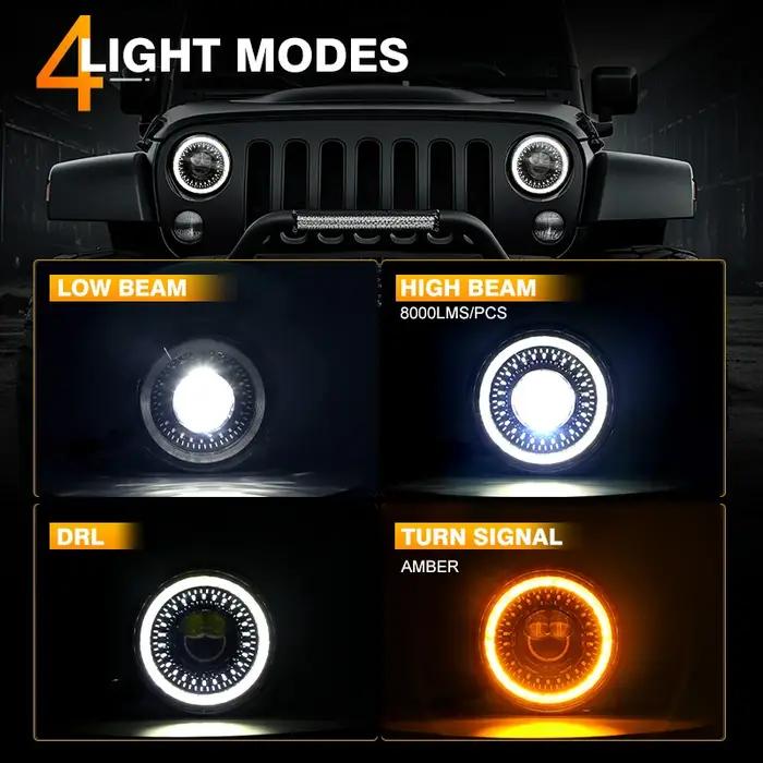 7 "phare Led de voiture pour Lada Niva 4x4 7 pouces H4 phares Led yeux d'ange pour Jeep Wrangler tou