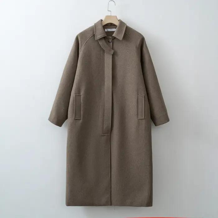 Manteau long en laine pour femme, printemps 2026, maxi-manteau