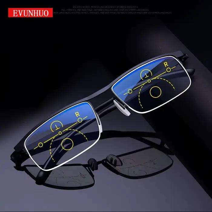 Lunettes de lecture à zoom intelligent progressif lunettes de vue proche et loin pour hommes dioptries 1.0 4.0 occasions décontractées et classiques