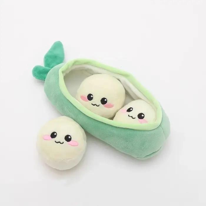 Jouet interactif pour chiot en peluche douce en forme de coquille de pois