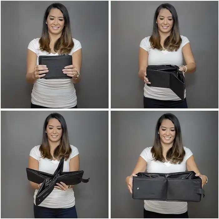 Bac à litière pliable portable pour chat avec couvercle et poignée