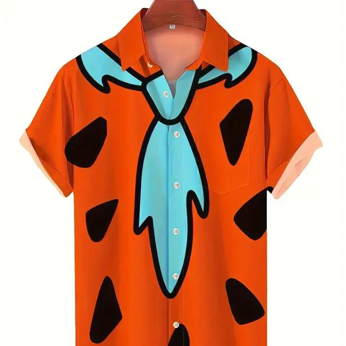 Chemise hawaïenne graphique géométrique pour hommes