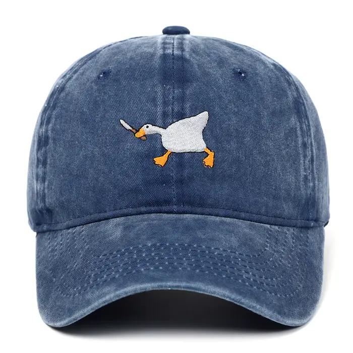 Casquette de baseball brodée avec motif d'oie pour hommes et femmes, casquette en bec de canard de s