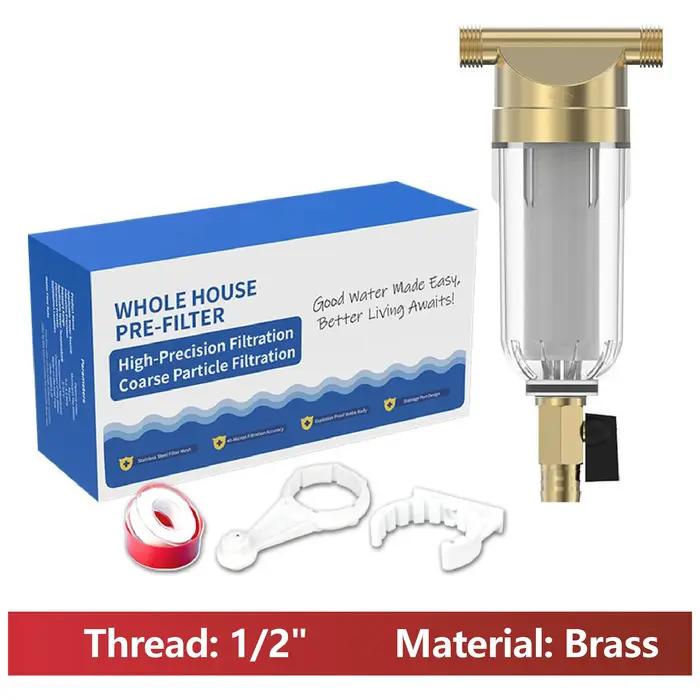 Préfiltre à Eau Domestique avec Rétrolavage Acier Inoxydable 304 40μm 4000L/h Filtre pour Tuyauterie