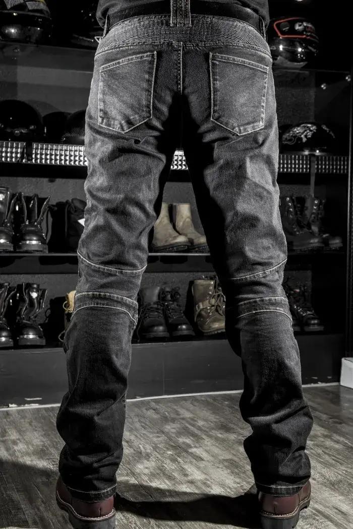 Pantalon de moto tout-terrain avec protections genou et hanches pour hommes couleurs bleu noir grandes tailles pour motards et randonneurs