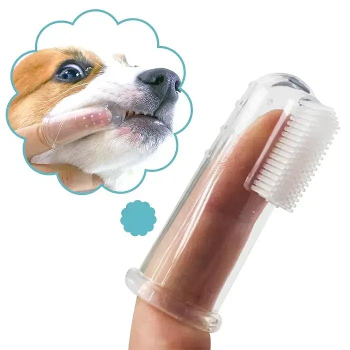 Brosse à dents super douce pour animaux de compagnie finger toothbrush pour chiens chat brosse dentaire gel de silice nettoyage des dents des animaux occasions spéciales