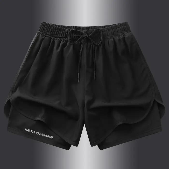 Shorts de sport d'été faux deux pièces, pour hommes et femmes, séchage rapide, trois quarts de long,