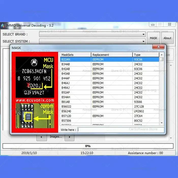 EcuVonix 3.2 décodage universel IMMO V3.2 élimine le code IMMO de la clé d'origine de recode ECU sup