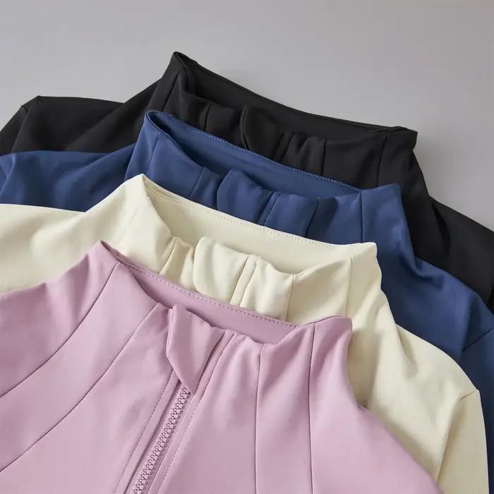 Dessus de Yoga coupe-vent fermeture éclair vestes de course femmes à manches longues course sport sw