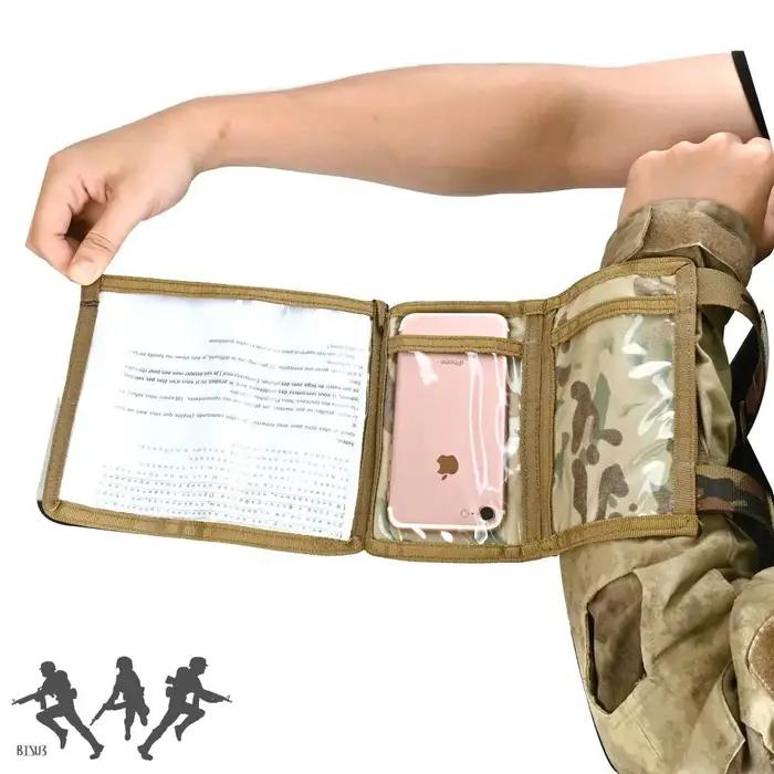Manchon tactique paintball avec poche carte et étui téléphone, équipement chasse accessoire bras