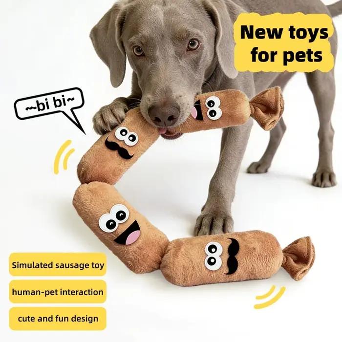 Jouet en peluche saucisse sonore pour chien résistant à la mastication interaction jeu pour chiots occasions spéciales