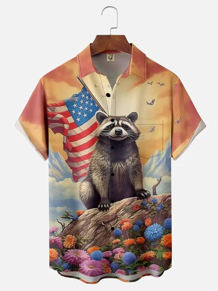 Chemise graphique animale pour hommes décontractée motif fleur séchage rapide four seasons occasionnels