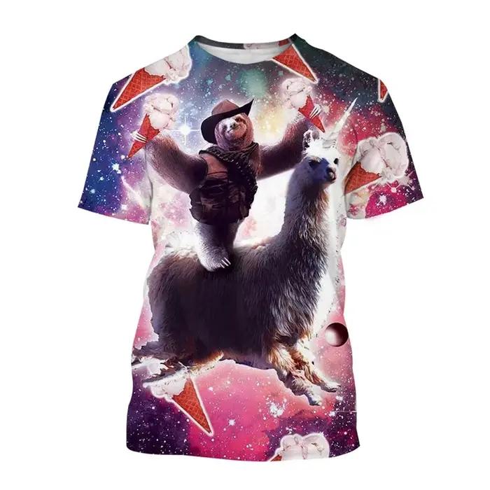 Drôle galaxie paresseux T-shirt pour hommes enfants décontracté Animal Pizza impression 3d