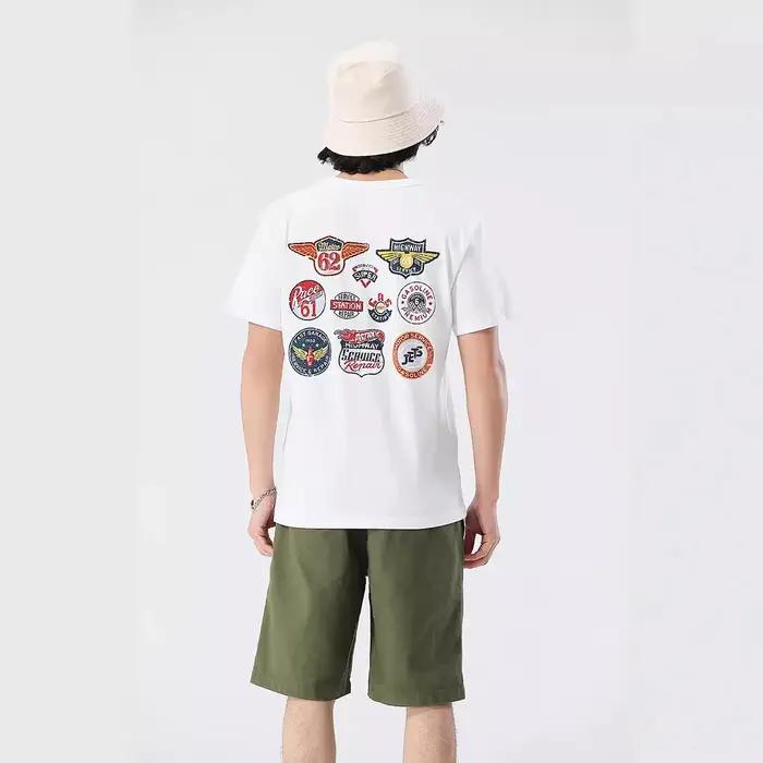 OKONKWO_Motorcycle marque imprimé Ami kaki T-shirt 200g rétro