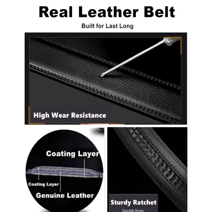 Ceinture automatique pour hommes Ceinture à boucle réglable en cuir véritable Ceinture de style équi