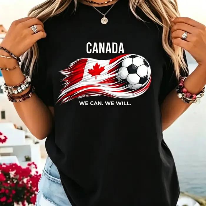 T-shirt de football Canada avec drapeau canadien et feuille d'érable