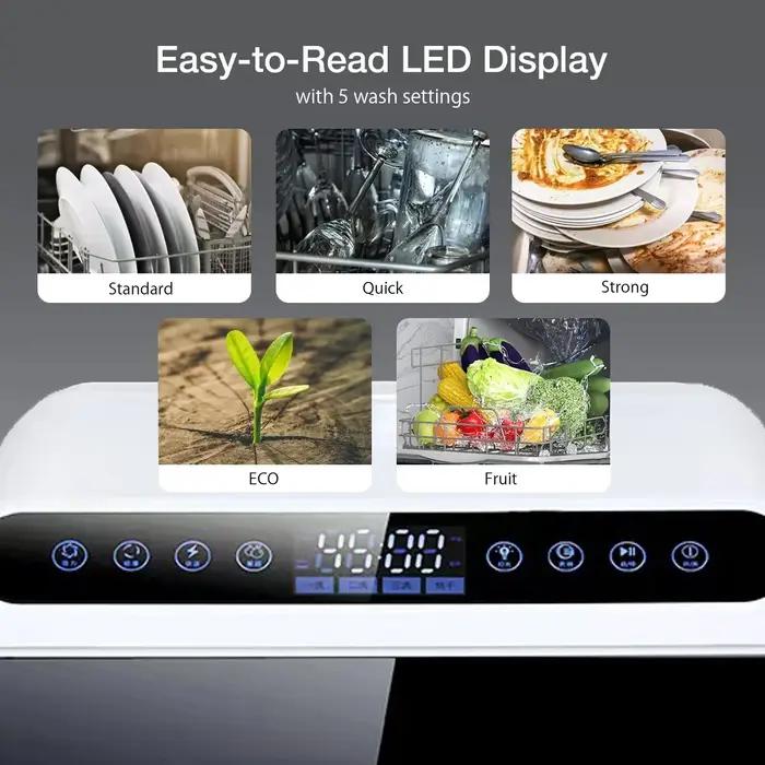 Lave-vaisselle de table portable écran tactile LED automatique machine à laver bols couverts fruits compact