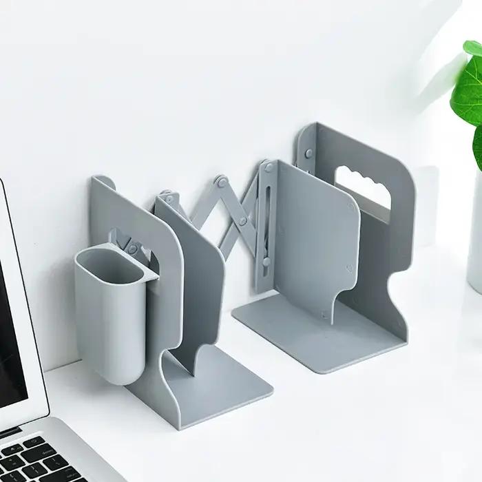 Support de livre rétractable avec porte-stylo, étagère créative pour étudiants, rangement de bureau