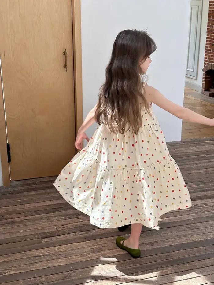Humor ours enfants vêtements été à pois jupe mode gilet décontracté robe de princesse confort enfant