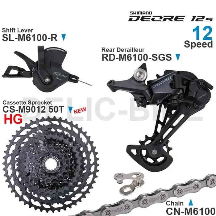 SHIMANO DEORE M6100 groupe 12 vitesses avec levier de vitesse droit chaîne de dérailleur arrière originale et pignon