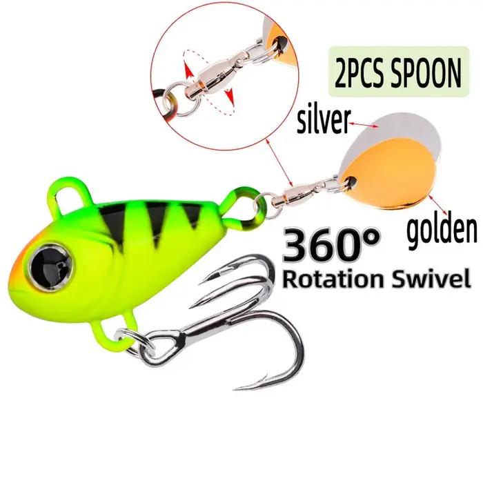 Leurre rigide vibrant en métal avec cuillère rotative, appât artificiel idéal pour la pêche au broch