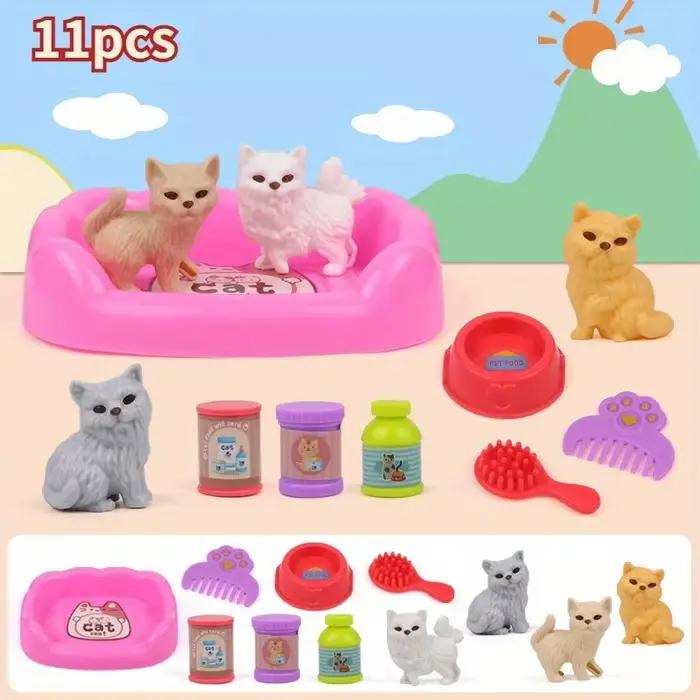 Chien jouet panier pour animaux de compagnie jouets de famille cage jouets scène jouant jouets décoration de noël et thanksgiving couleur aléatoire pour enfants 3-6 ans