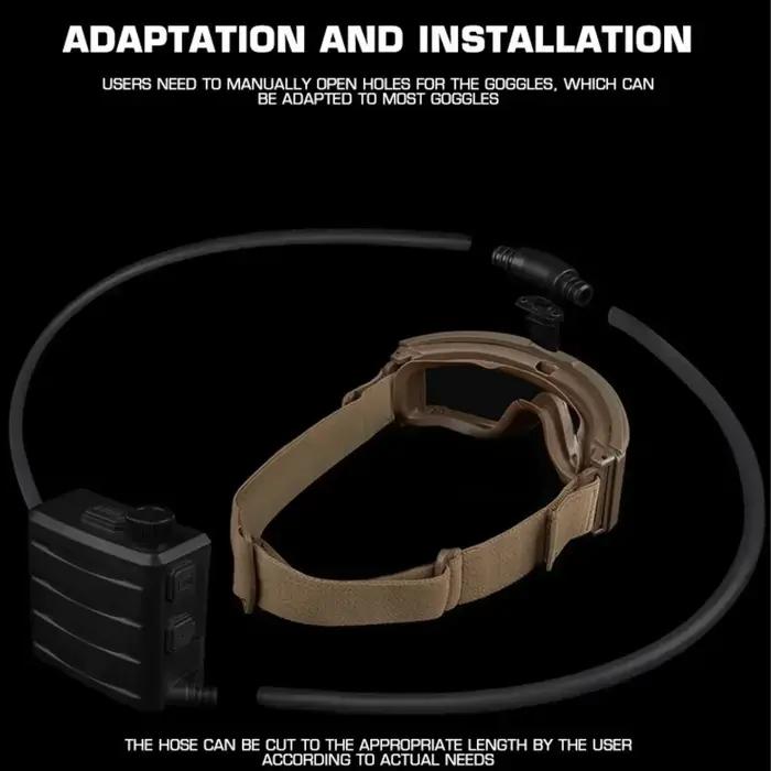 Lunettes tactiques avec débuiseur sans fil réglable - Ventilateur anti-buée pour airsoft et protection oculaire chasse
