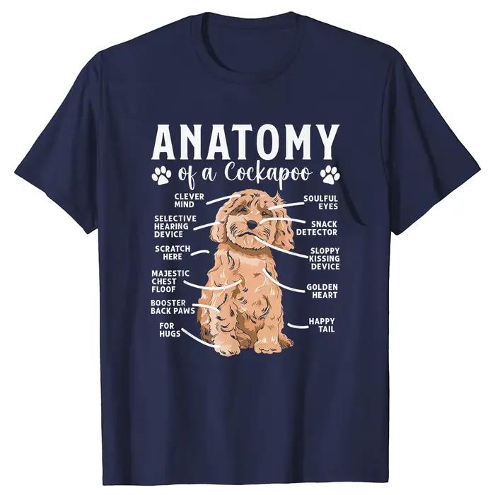 T-shirts pour propriétaires de chiens Cockapoo - Anatomie du chien - Hommes Femmes - Coton pur - Humour - Streetwear - T-shirt à manches courtes - Vêtements unisexes amples