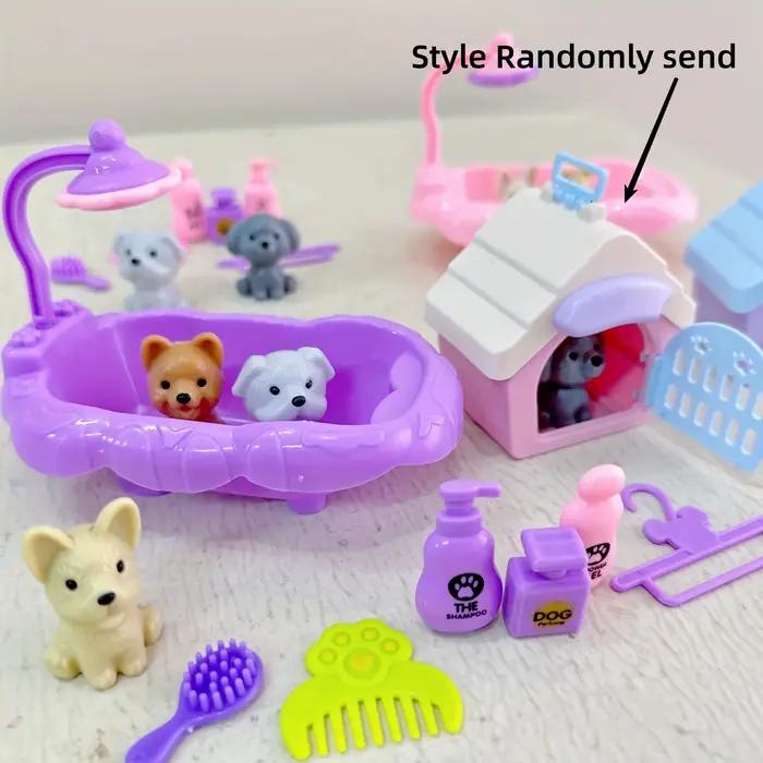 Chien jouet panier pour animaux de compagnie jouets de famille cage jouets scène jouant jouets décoration de noël et thanksgiving couleur aléatoire pour enfants 3-6 ans