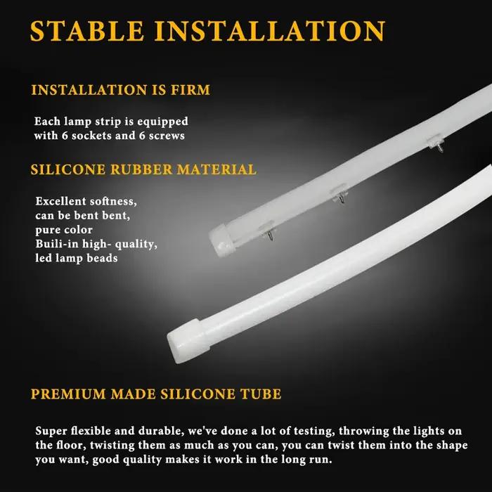 DRL LED voiture feux de jour 30 cm 45 cm 60 cm Flexible jaune coulant LED Tube bande clignotant univ