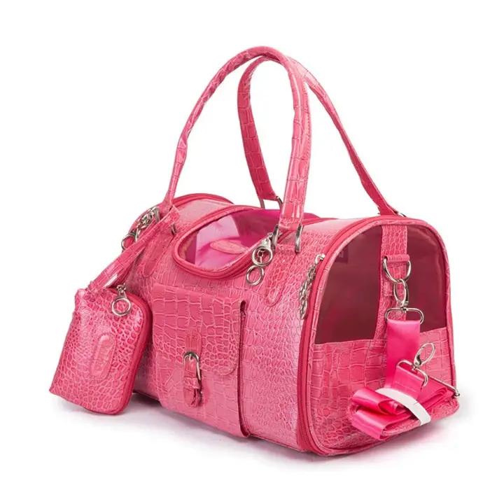 Pochette porte-chien en cuir élégante pour petits chiens comme le Chihuahua, idéal pour promenades, voyages en voiture et visites vétérinaires, design moderne et pratique