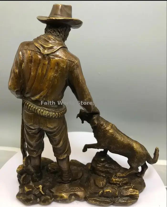 Statue en bronze de culture américaine Hunter Cowboy avec chien